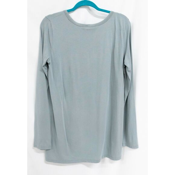 Theory Parkopia Pima Cotton Modal Blend Grey Blue Long Sleeve Crewneck T Shirt L - Picture 3 of 8
